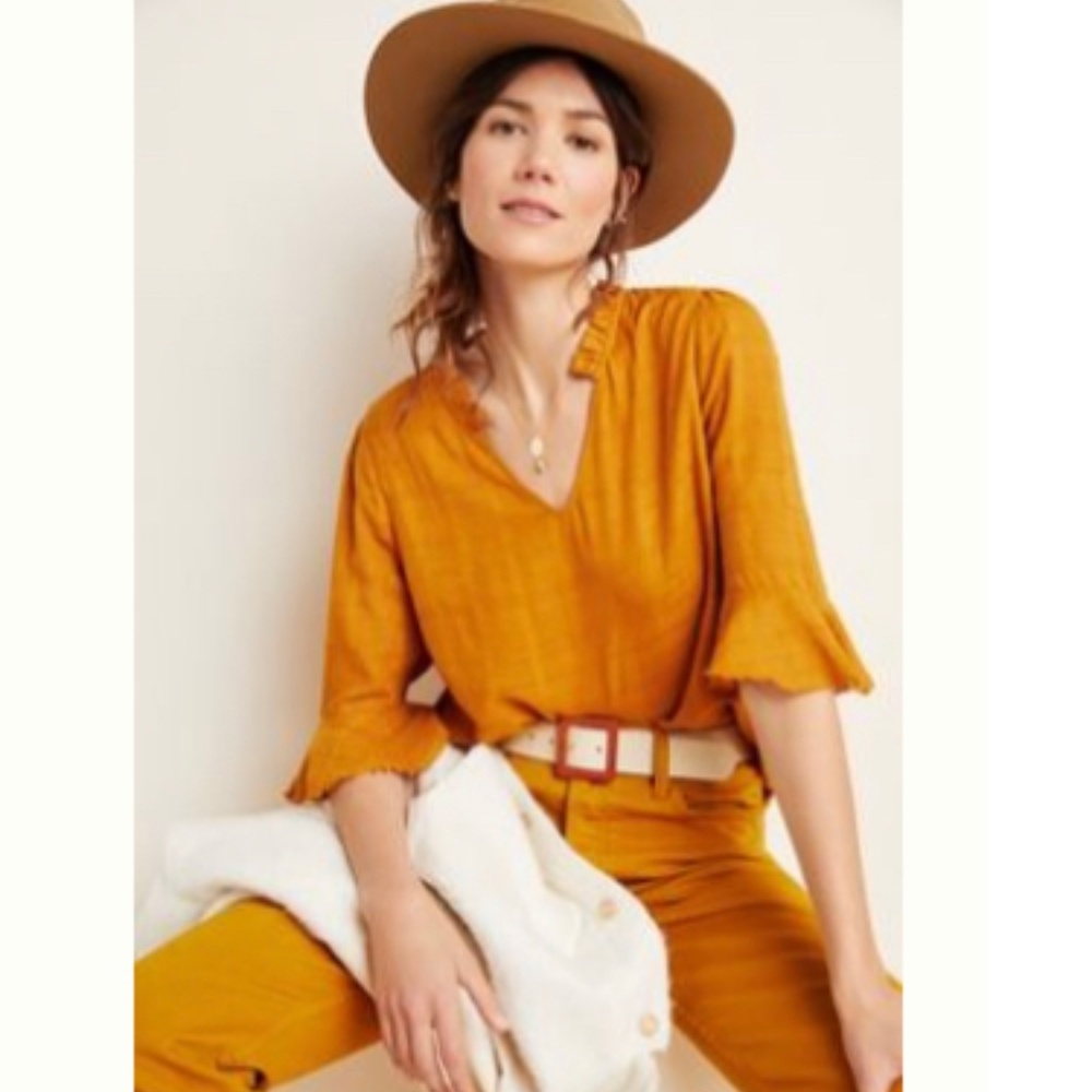 Anthropologie DOLAN Tandy Ruffled Top SIZE M NWT